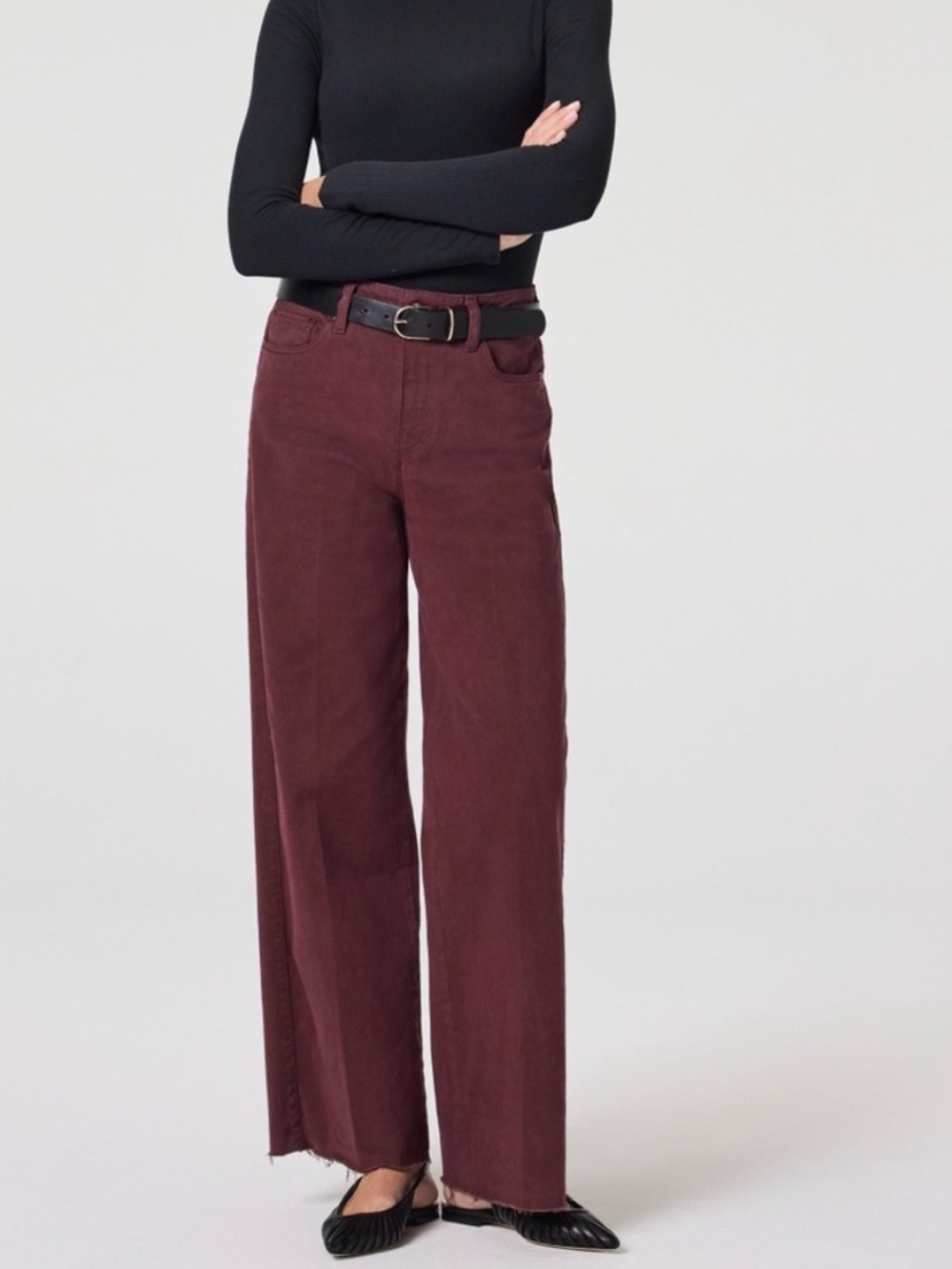 BOGO! PAIGE Anessa Wide Leg High Rise Pants in Oxblood Burgundy Size 26